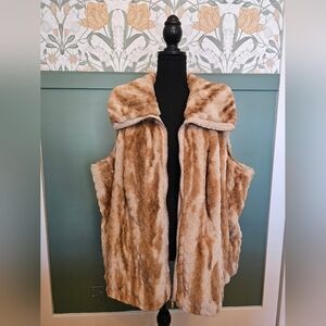 Calvin Klein Beige Feaux Fur Vest